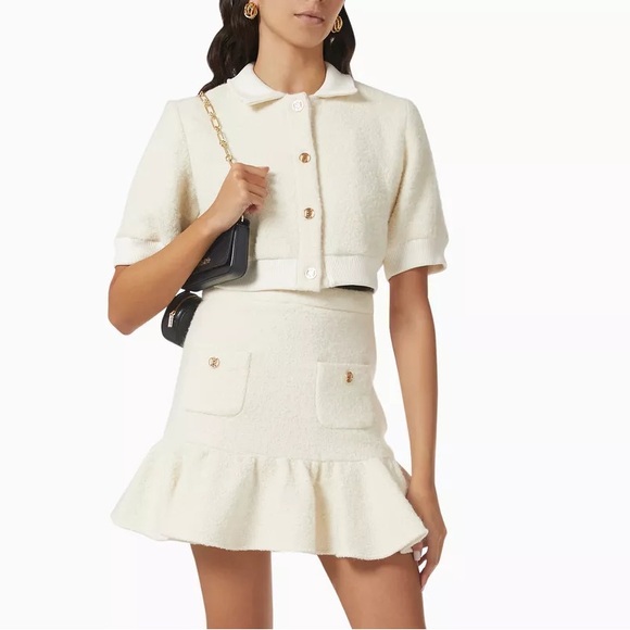 Sandro Safi Ruffled Hem Mini Skirt in Alpaca wool blend - Picture 1 of 8